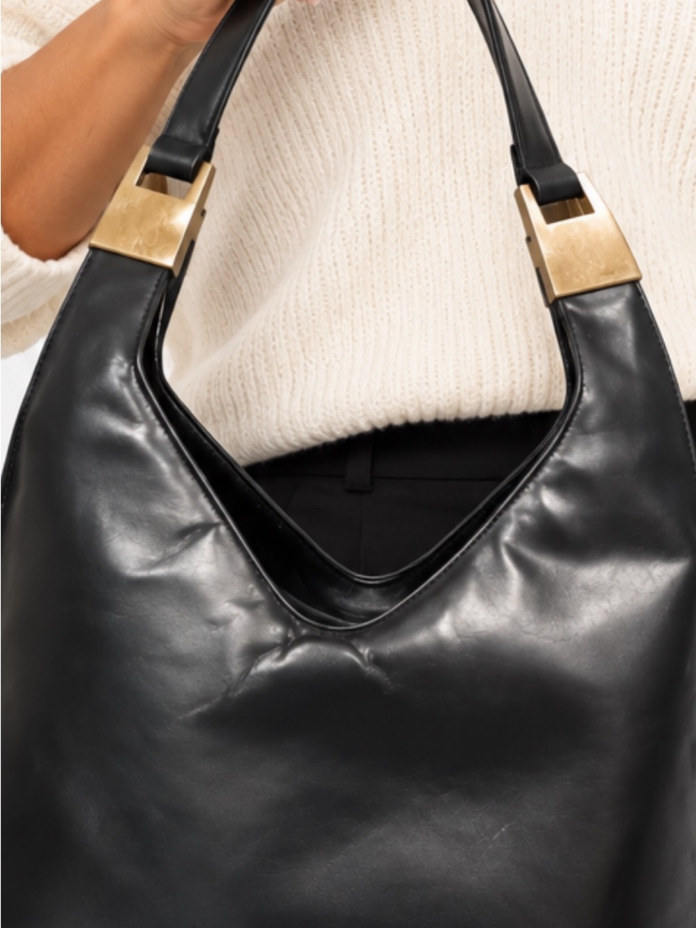 Vintage Gucci Black Leather Hobo Shoulder Bag - Classic Women’s Tote